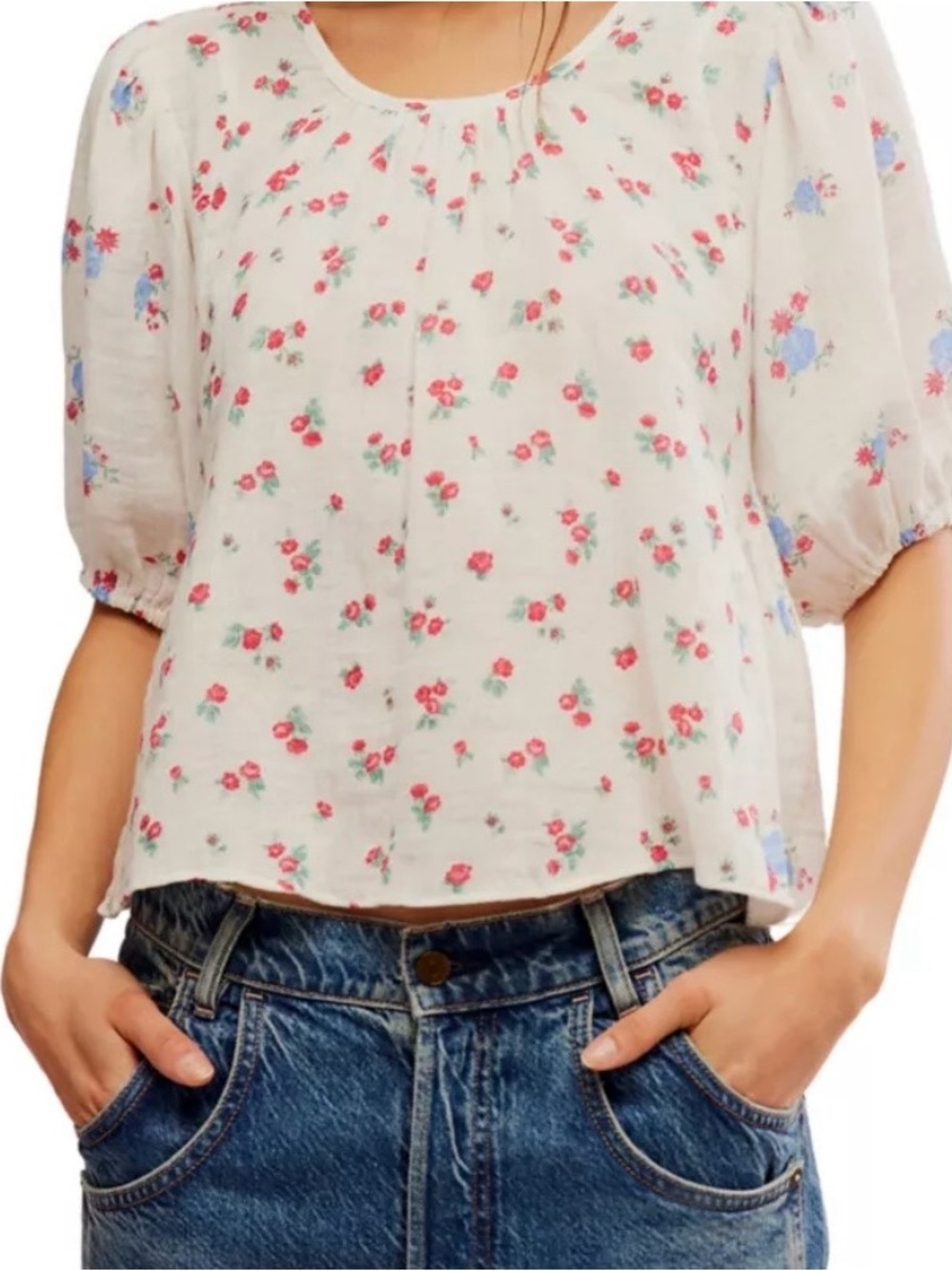 NWT Free People Chloe Printed Top